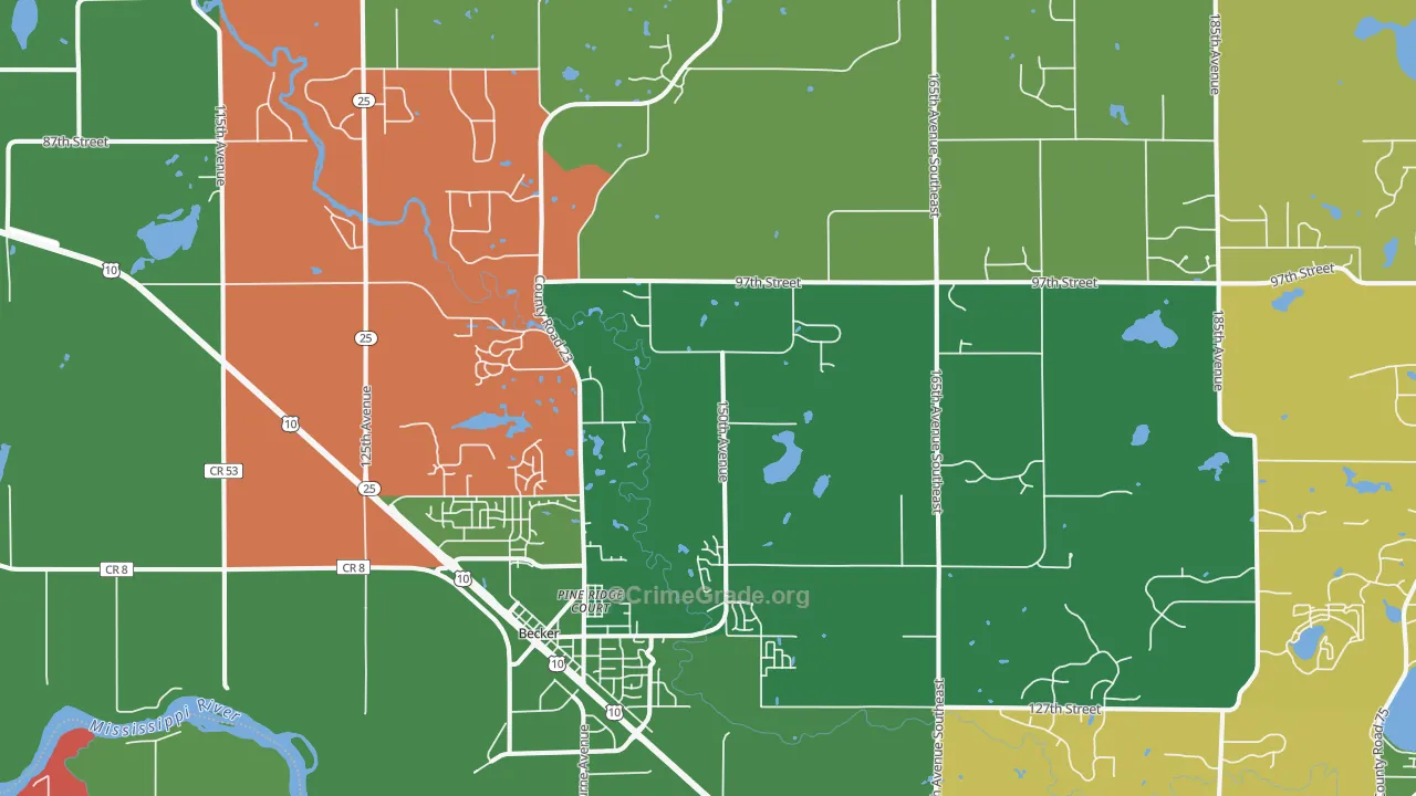 Becker, MN Map of Murder Rates