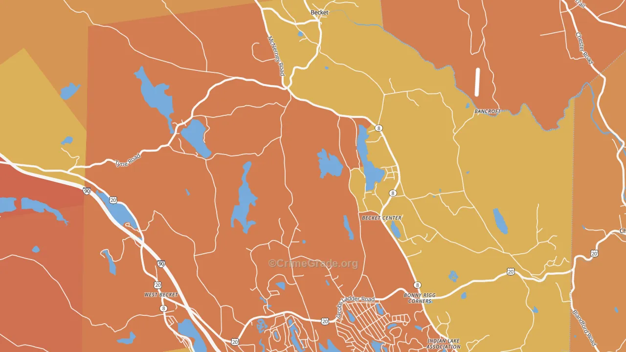 Becket, MA Map of Murder Rates