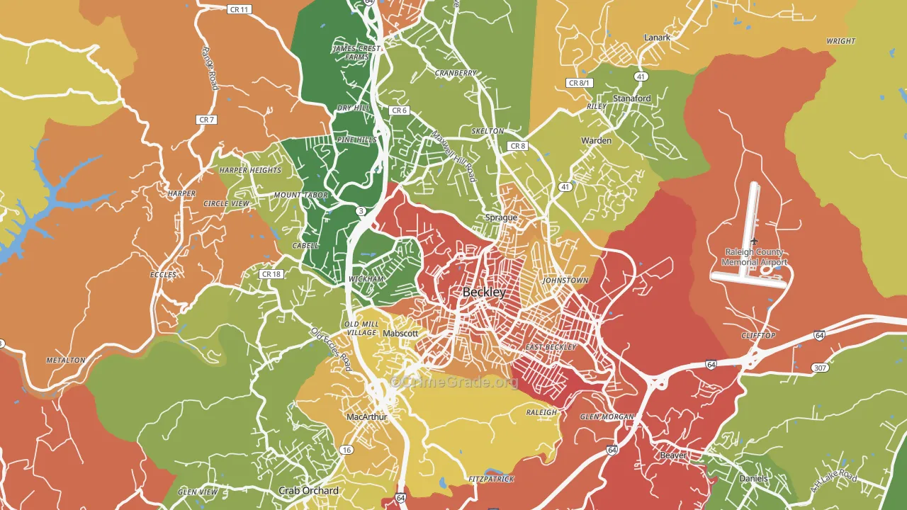 Beckley, WV Map of Murder Rates