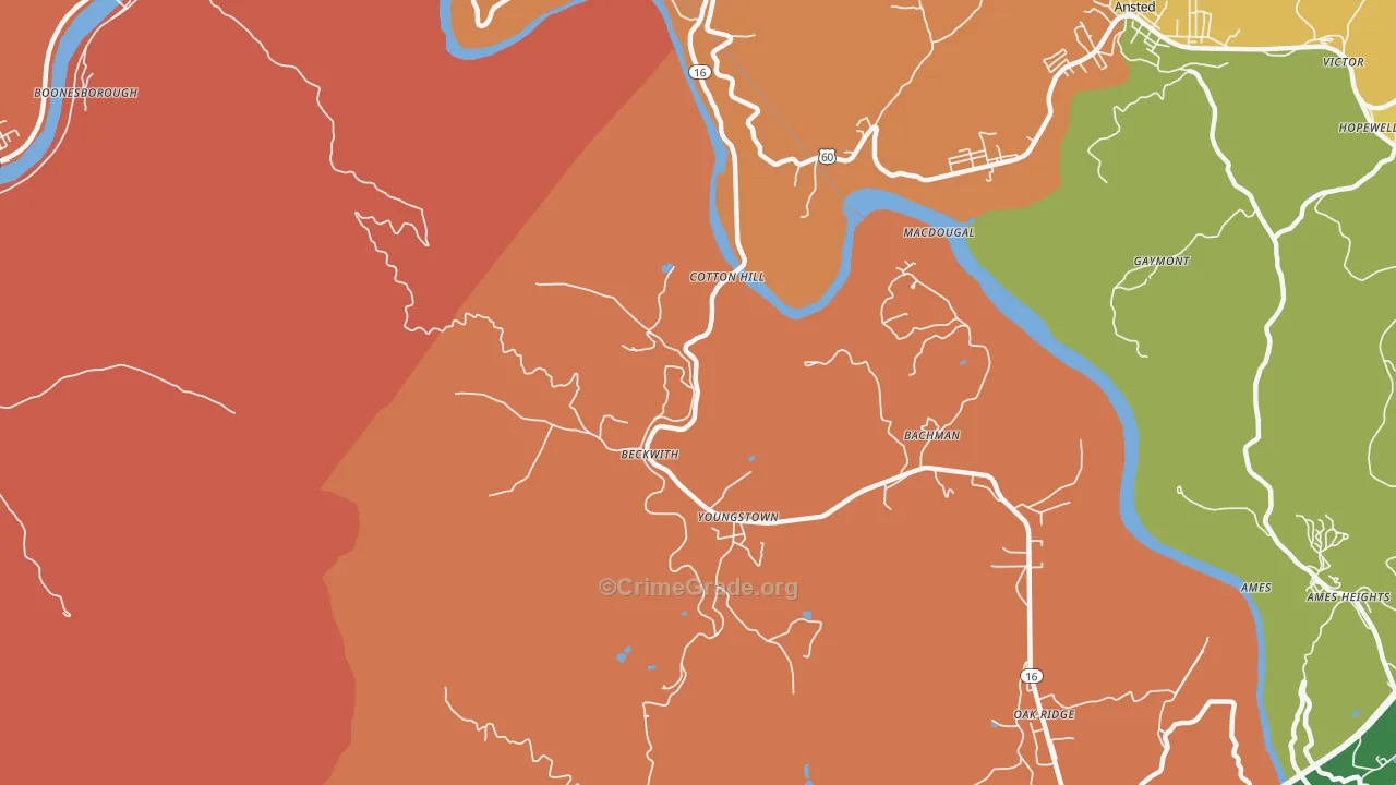 Beckwith, WV Map of Murder Rates