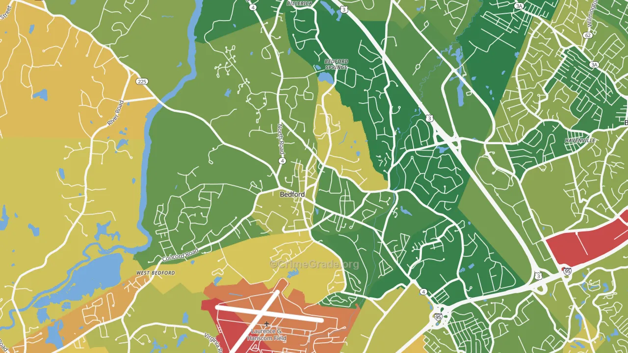 Bedford, MA Map of Murder Rates