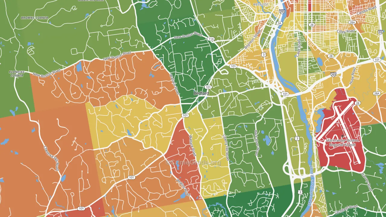 Bedford, NH Map of Murder Rates