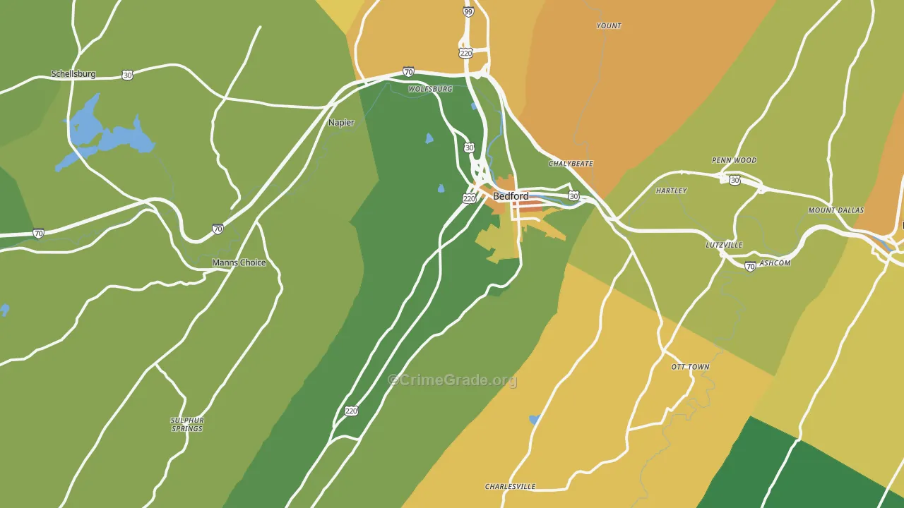 Bedford, PA Map of Murder Rates