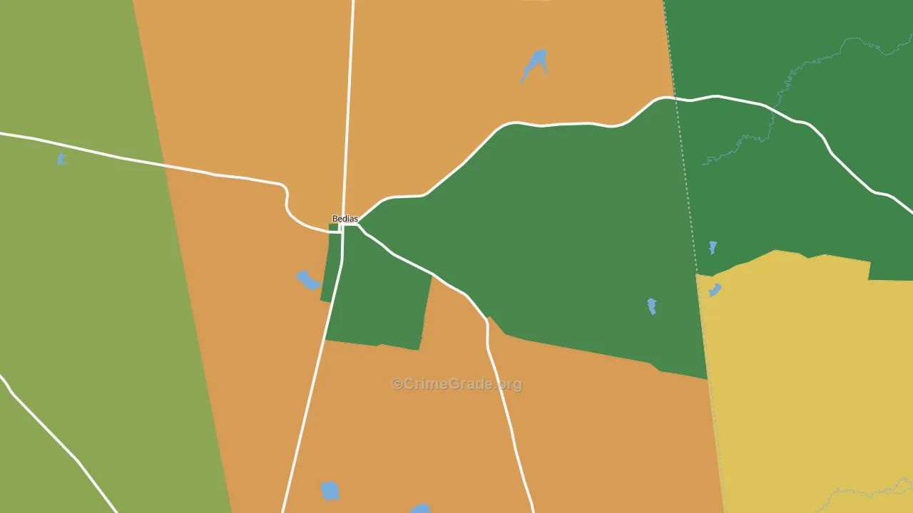 Bedias, TX Map of Murder Rates