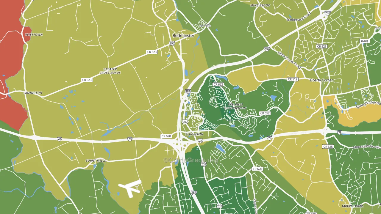 Bedminster, NJ Map of Murder Rates