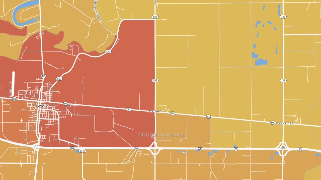Bee Bayou, LA Map of Murder Rates