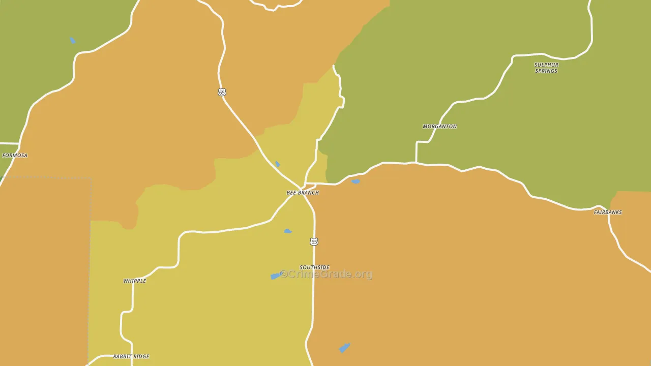 Bee Branch, AR Map of Murder Rates