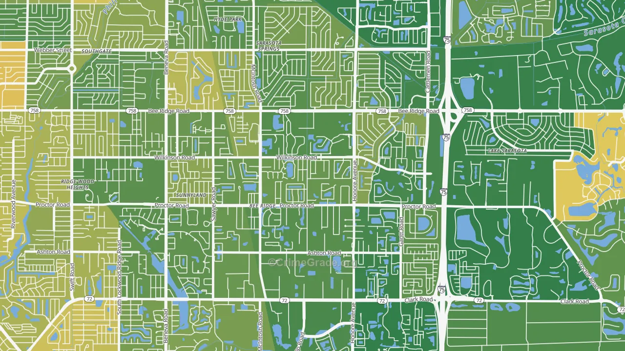 Bee Ridge, FL Map of Murder Rates