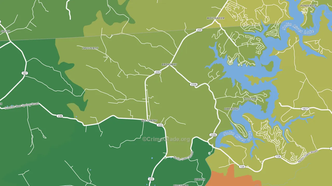 Bee Spring, KY Map of Murder Rates