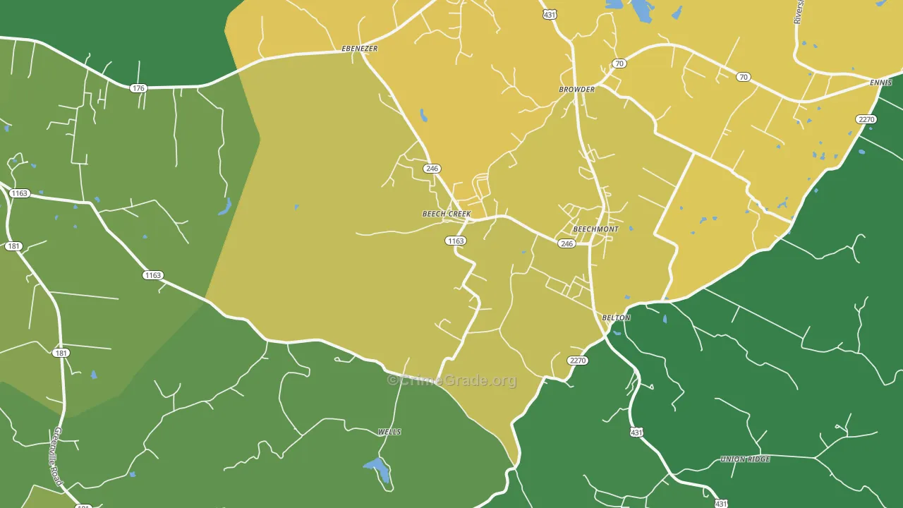 Beech Creek, KY Map of Murder Rates