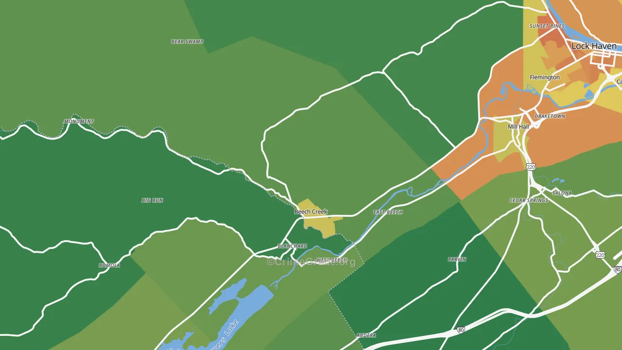 Beech Creek, PA Map of Murder Rates