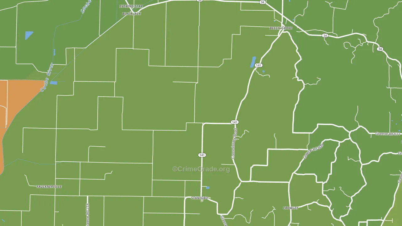 Beech Grove, AR Map of Murder Rates