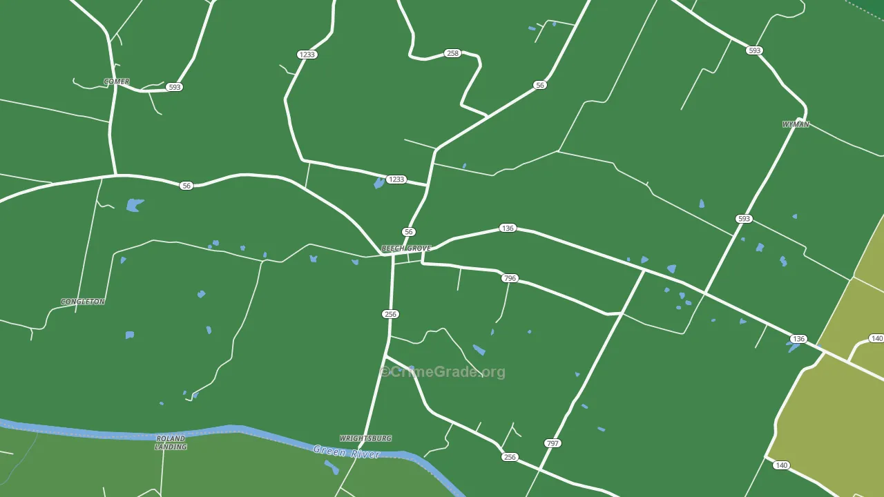 Beech Grove, KY Map of Murder Rates