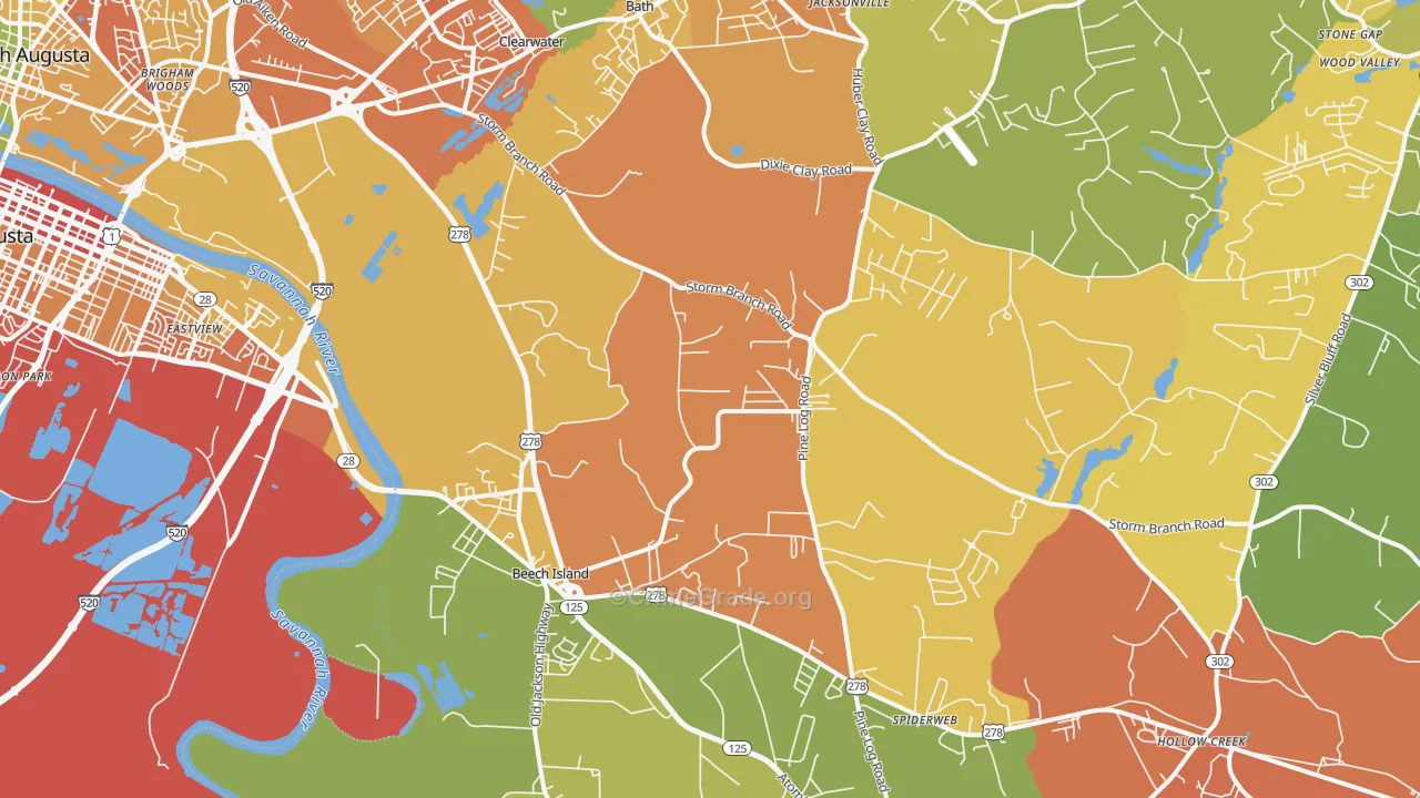 Beech Island, SC Map of Murder Rates