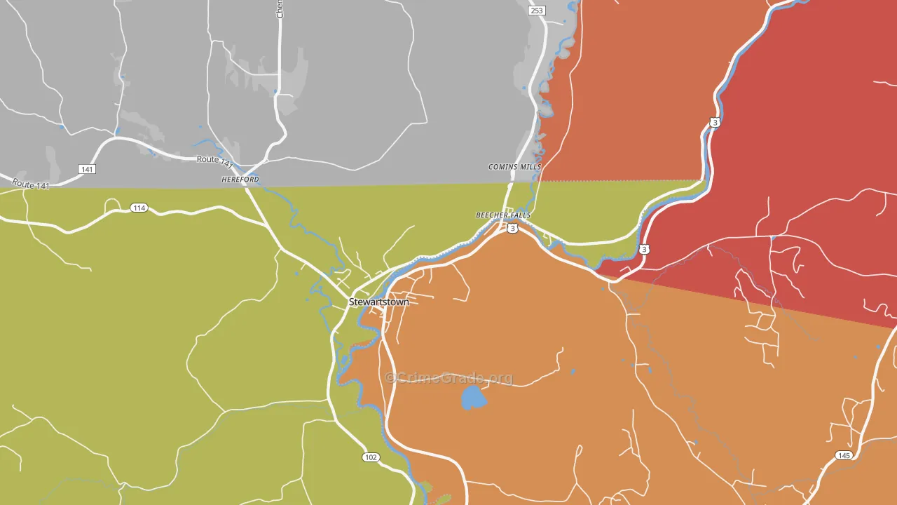 Beecher Falls, VT Map of Murder Rates