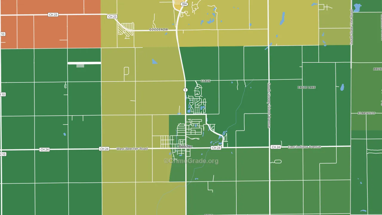 Beecher, IL Map of Murder Rates