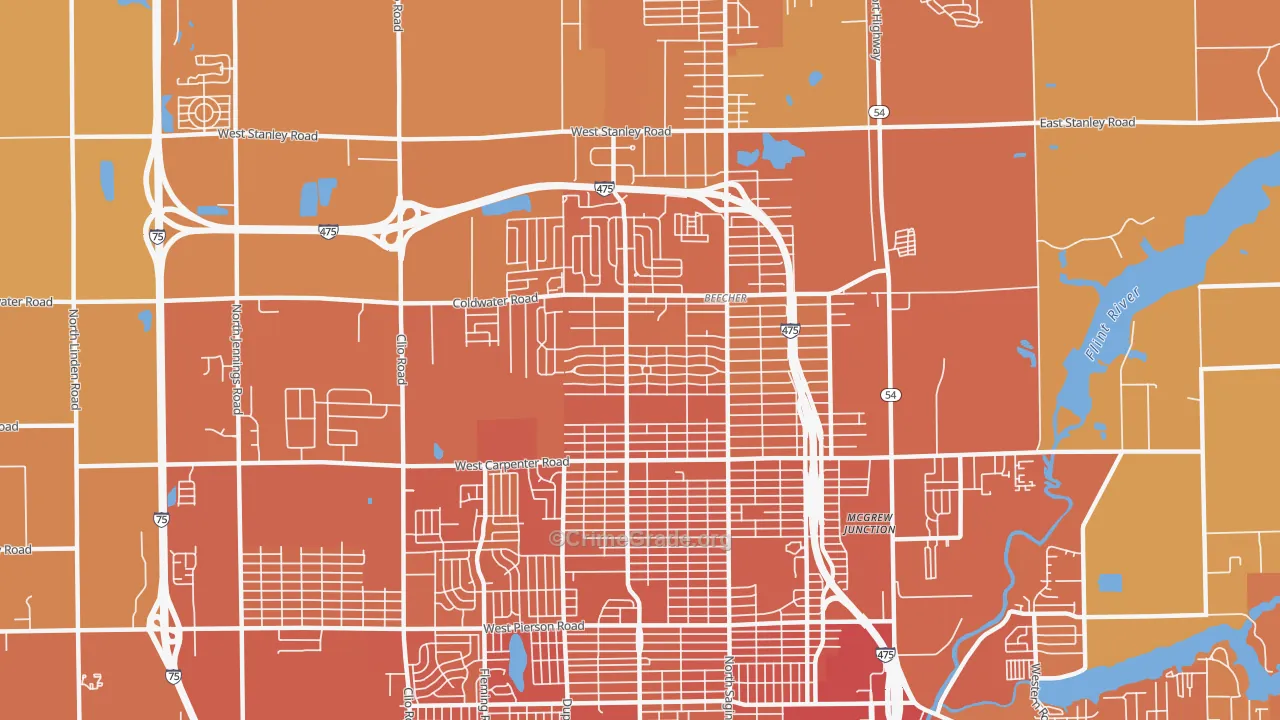 Beecher, MI Map of Murder Rates