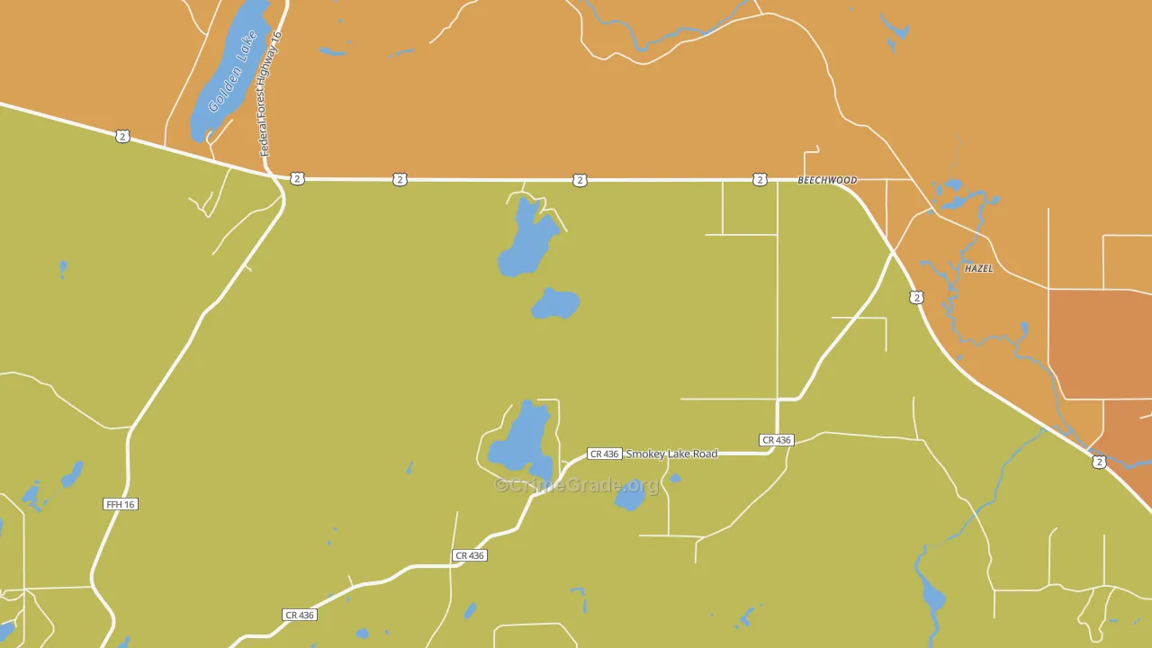 Beechwood, MI Map of Murder Rates