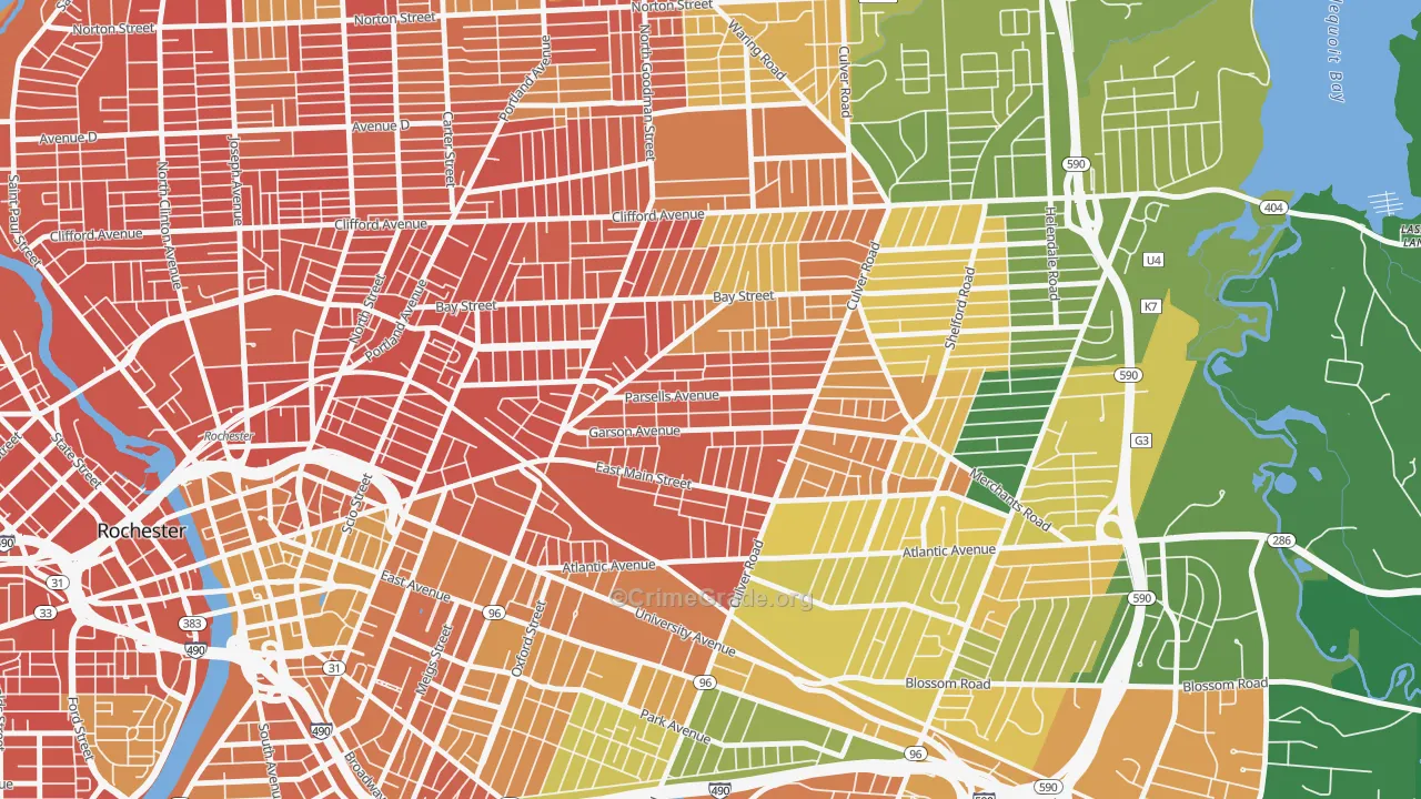 Beechwood, Rochester, NY Map of Murder Rates