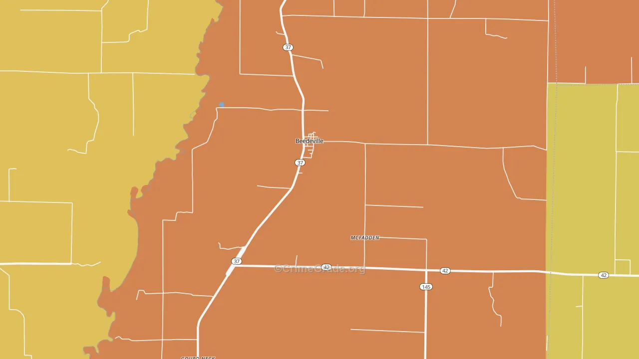 Beedeville, AR Map of Murder Rates