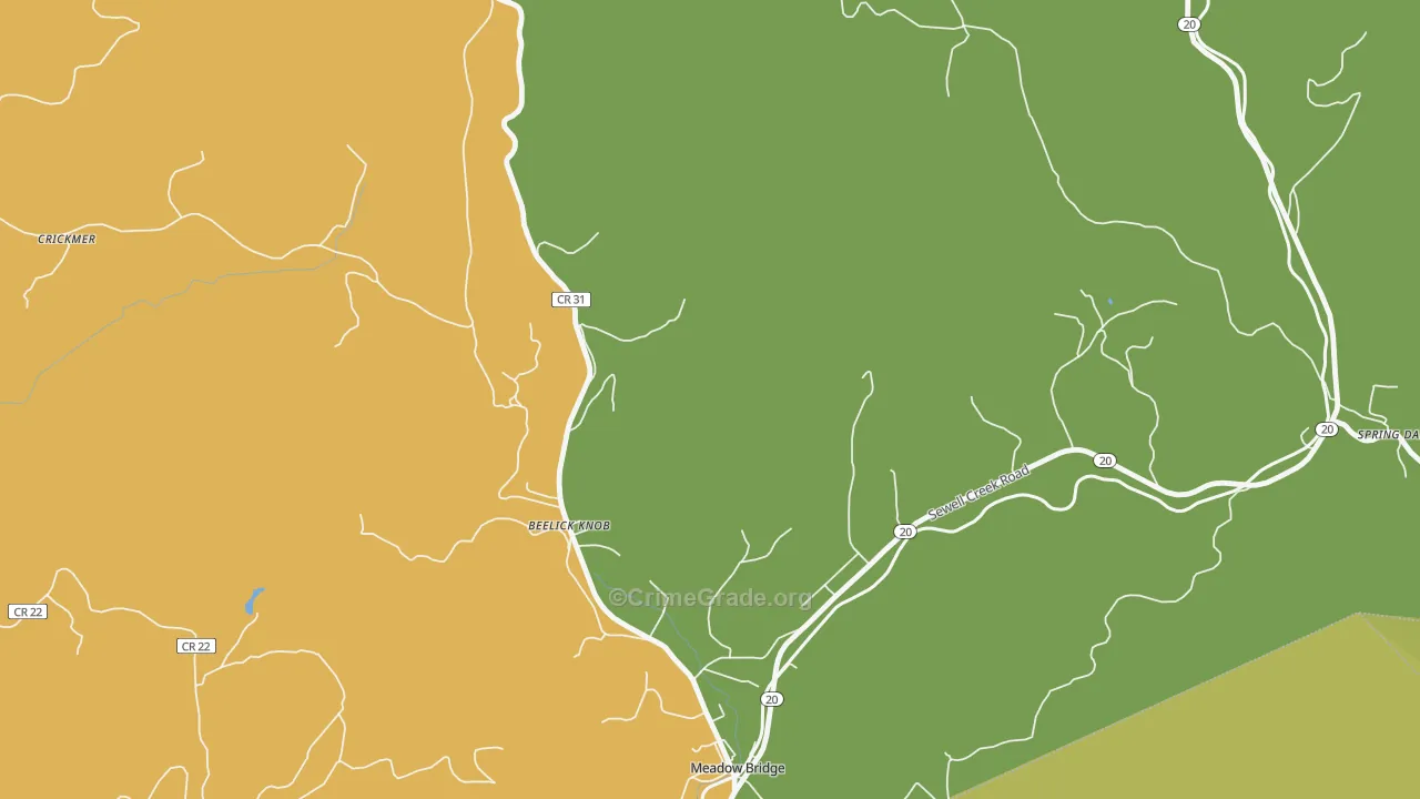 Beelick Knob, WV Map of Murder Rates