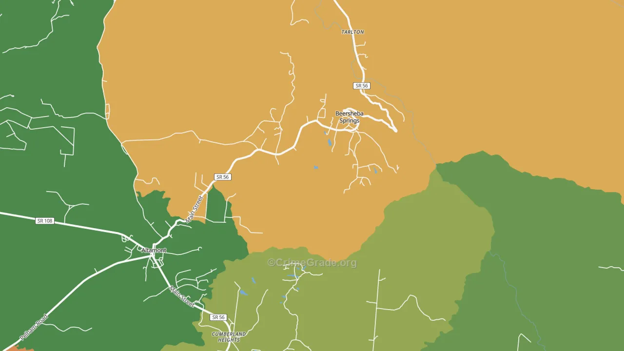 Beersheba Springs, TN Map of Murder Rates