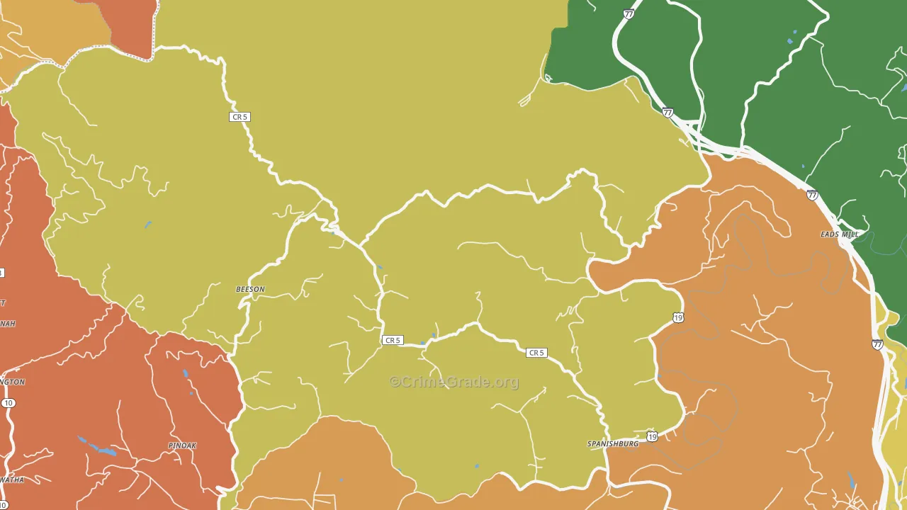 Beeson, WV Map of Murder Rates