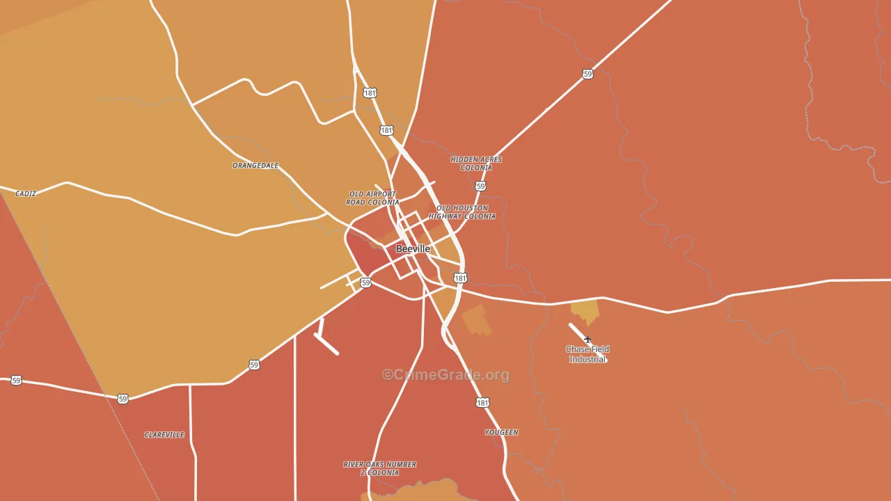 Beeville, TX Map of Murder Rates