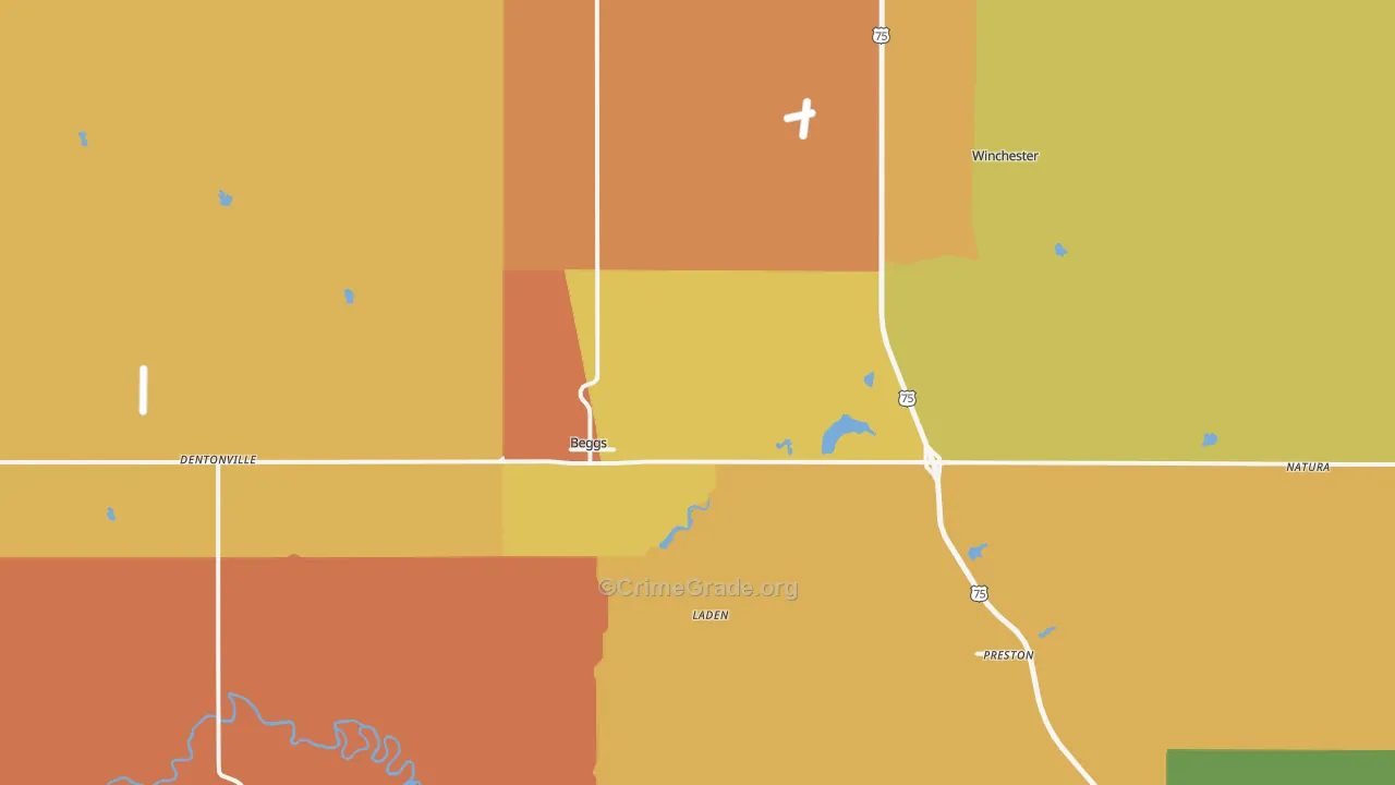 Beggs, OK Map of Murder Rates