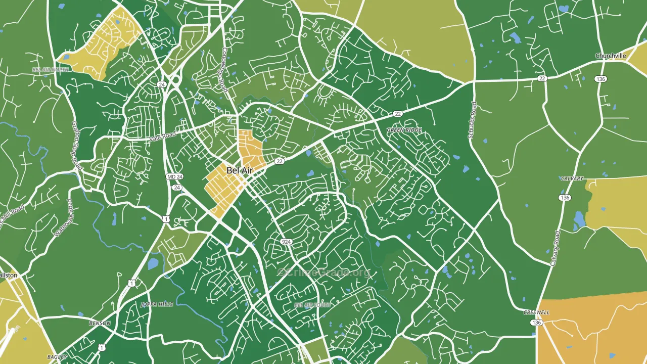 Bel Air, MD Map of Murder Rates