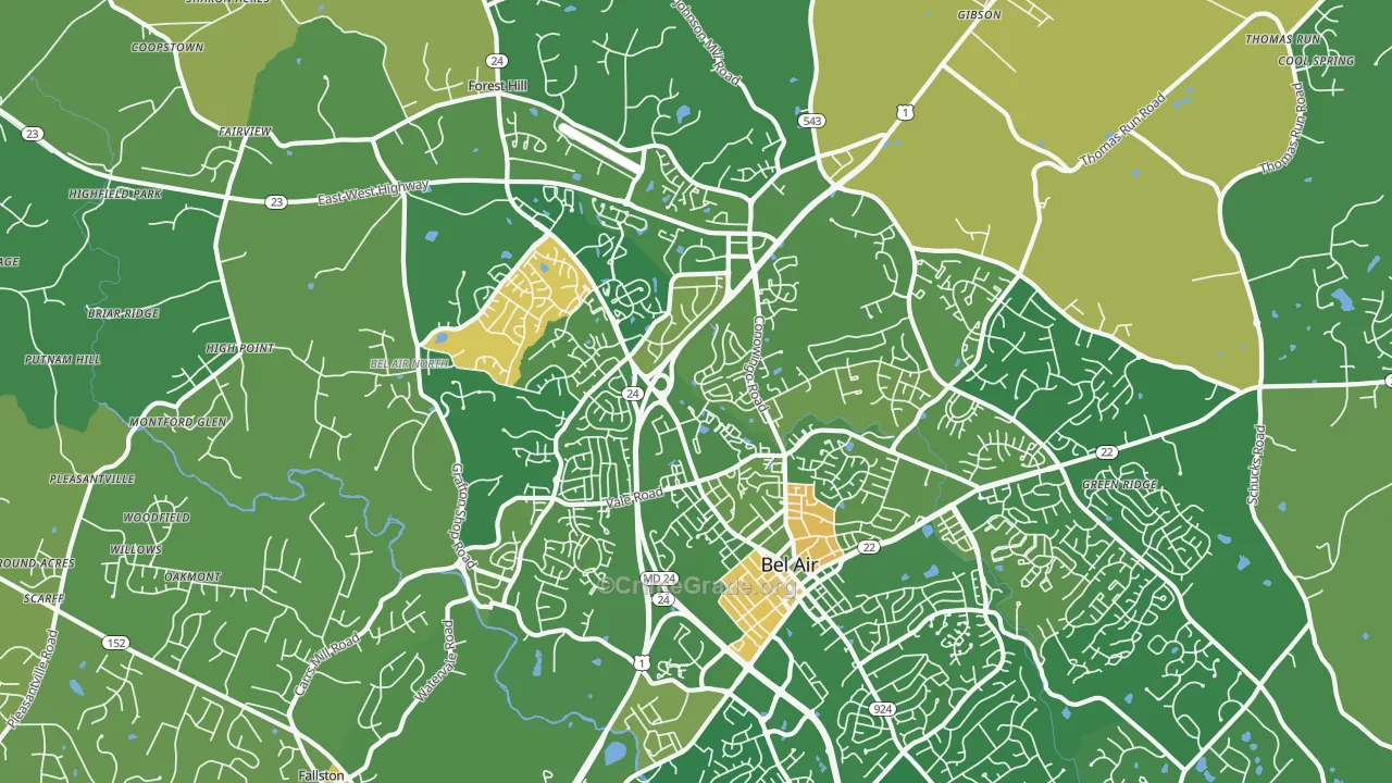 Bel Air North, MD Map of Murder Rates