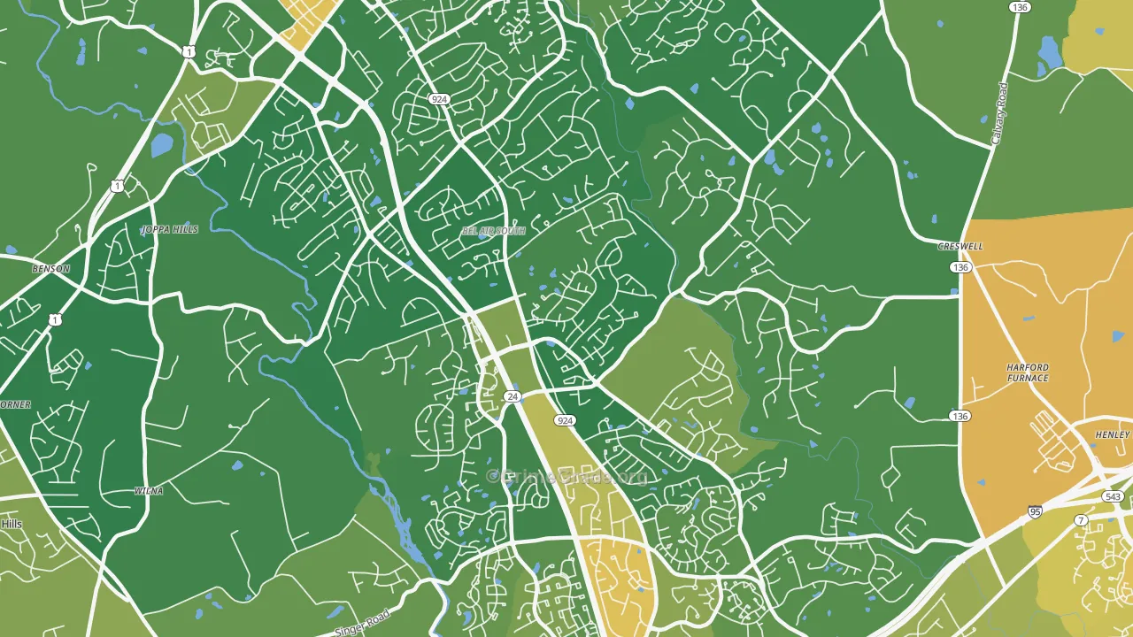 Bel Air South, MD Map of Murder Rates