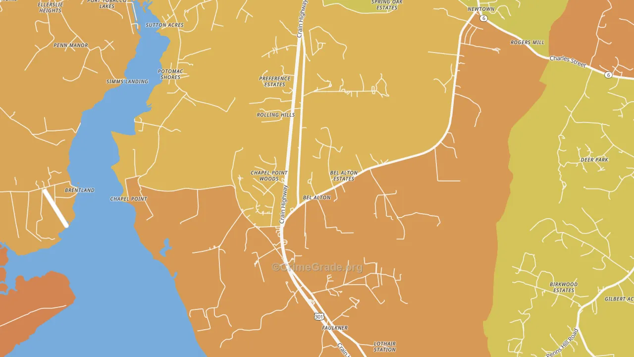 Bel Alton, MD Map of Murder Rates
