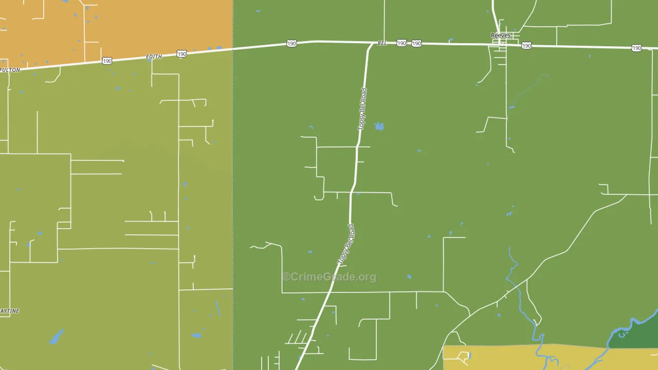 Bel, LA Map of Murder Rates