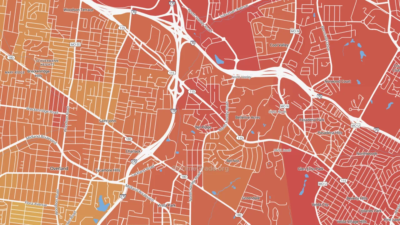 Bel-Ridge, MO Map of Murder Rates