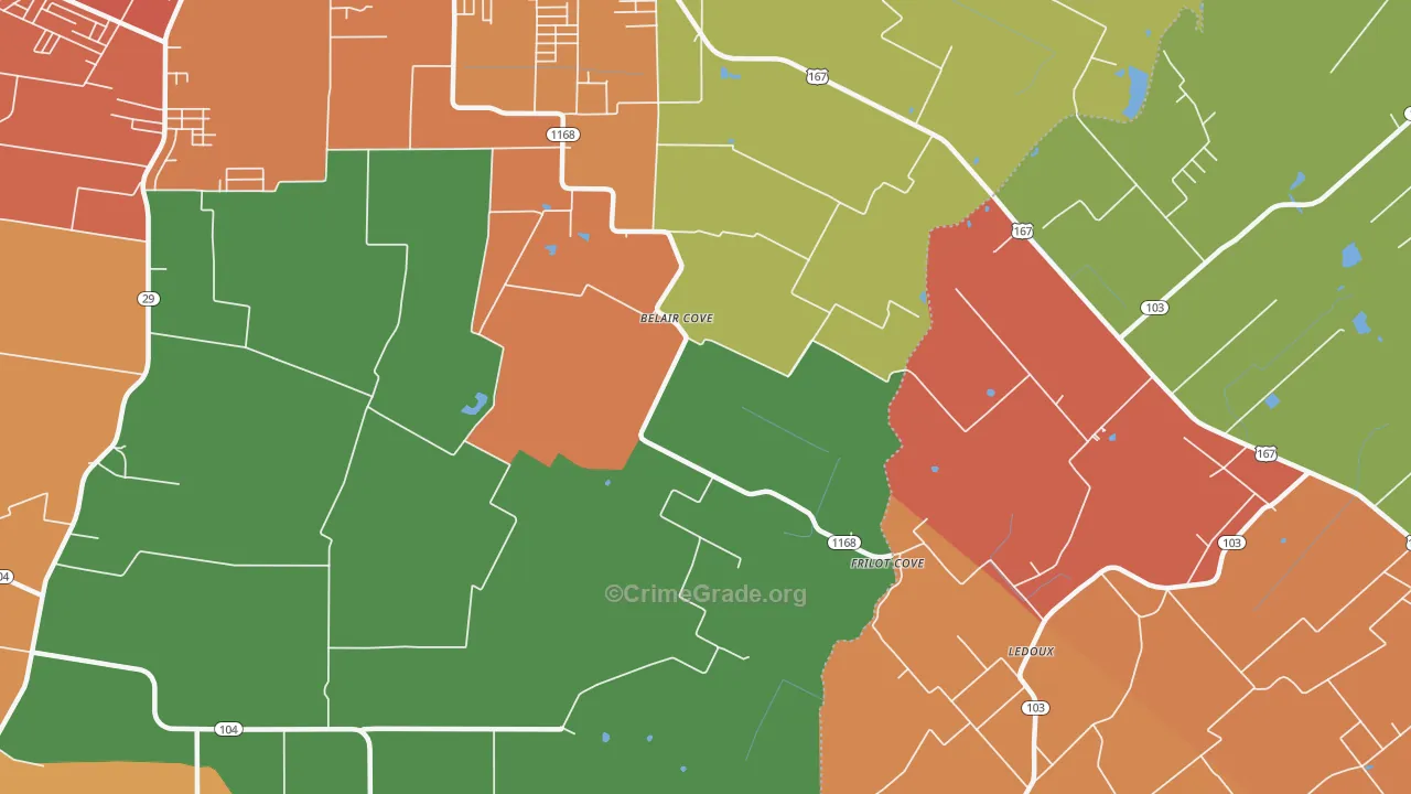 Belair Cove, LA Map of Murder Rates