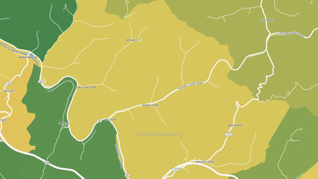 Belcher, KY Map of Murder Rates