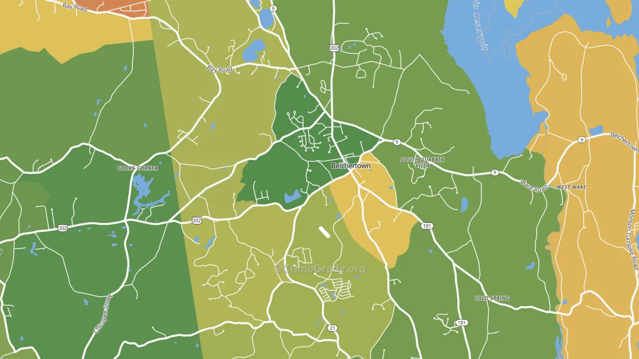 Belchertown, MA Map of Murder Rates