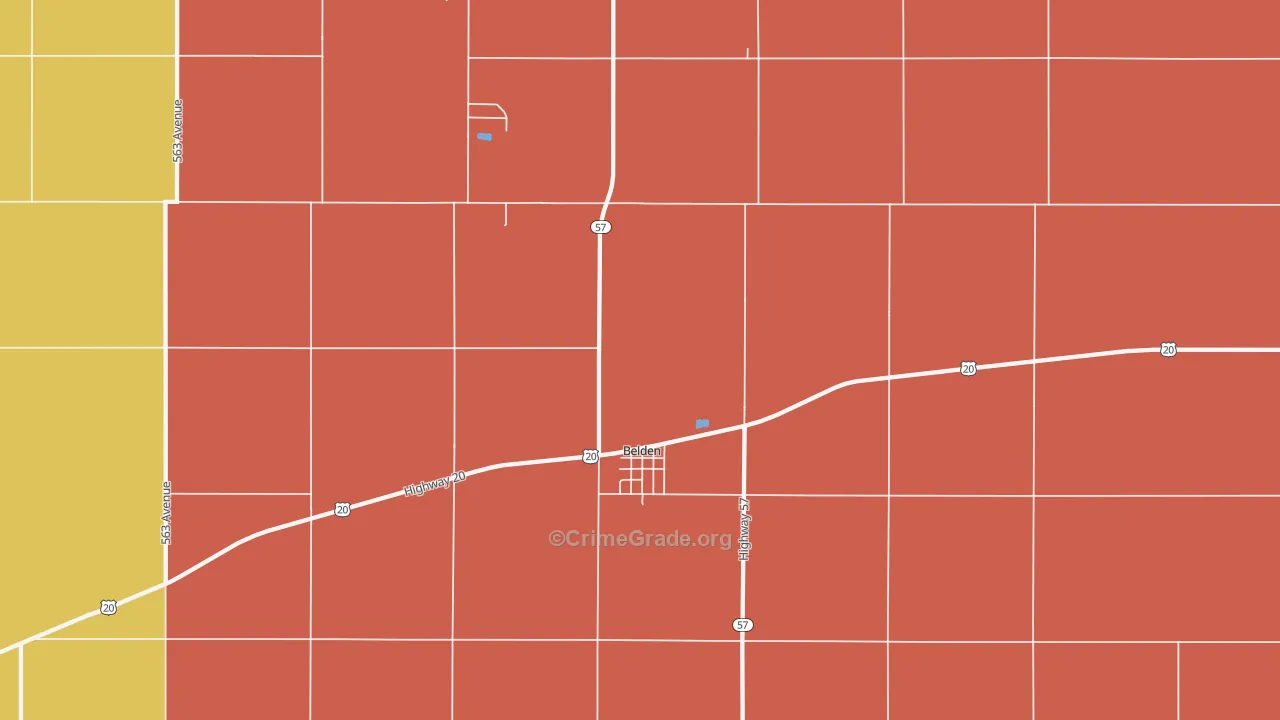 Belden, NE Map of Murder Rates