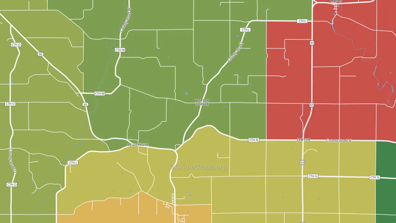 Beldenville, WI Map of Murder Rates