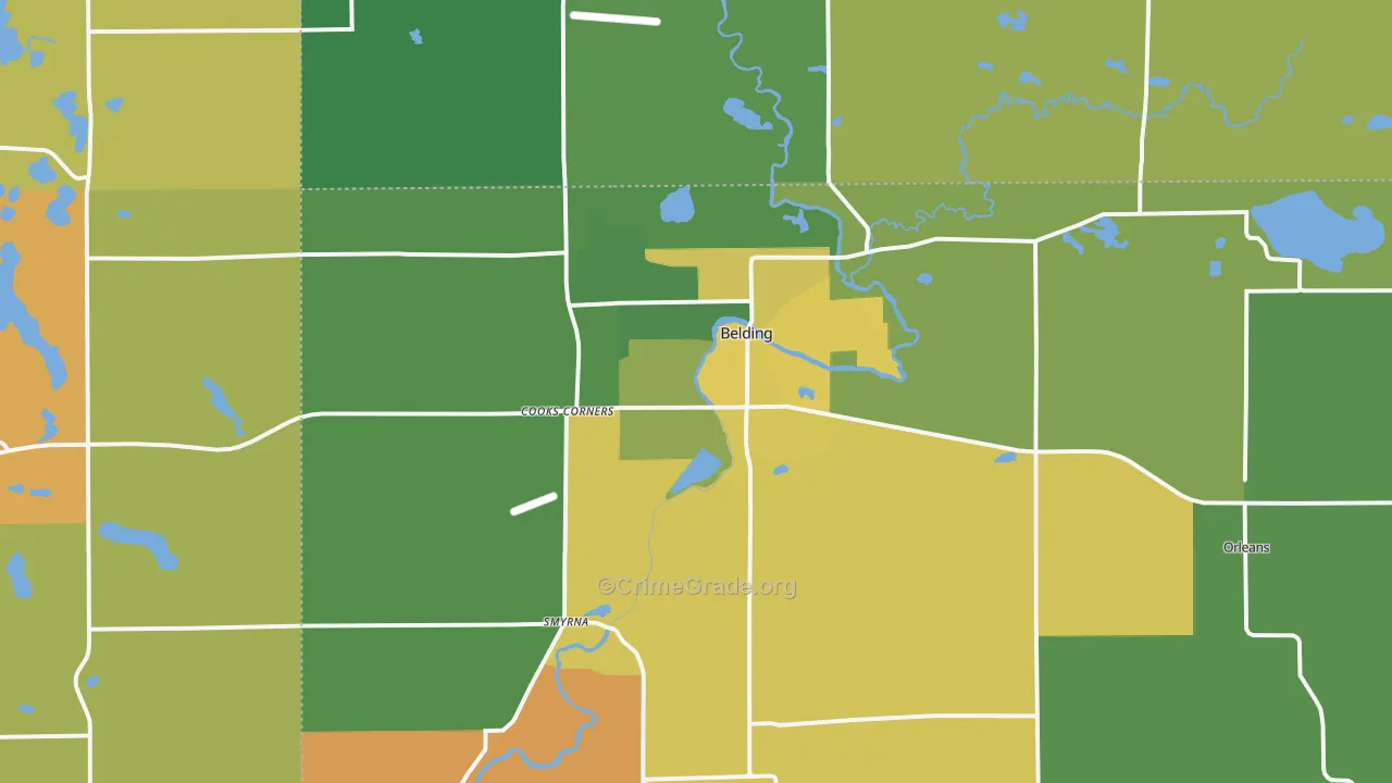 Belding, MI Map of Murder Rates