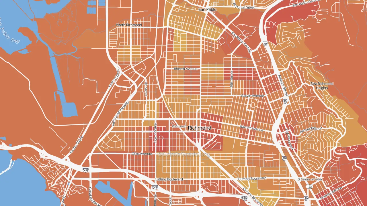 Belding Woods, Richmond, CA Map of Murder Rates