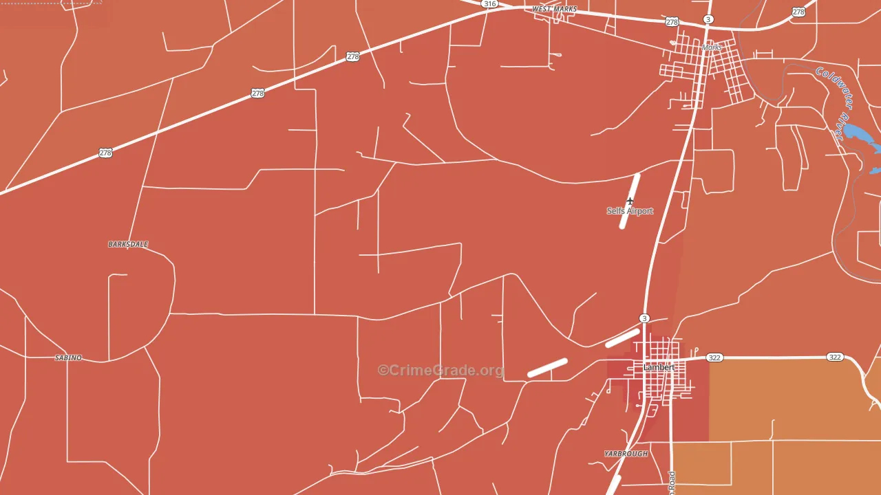 Belen, MS Map of Murder Rates