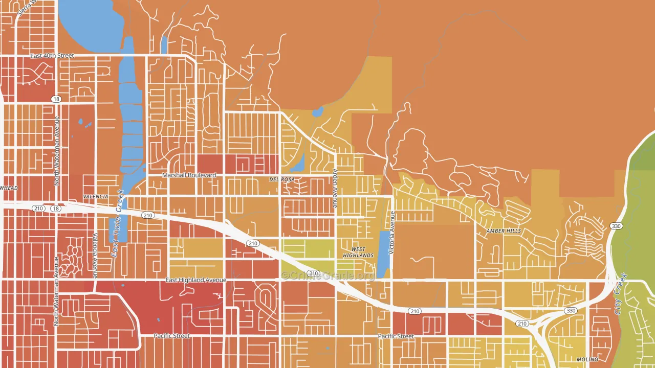 Belevedere, San Bernardino, CA Map of Murder Rates