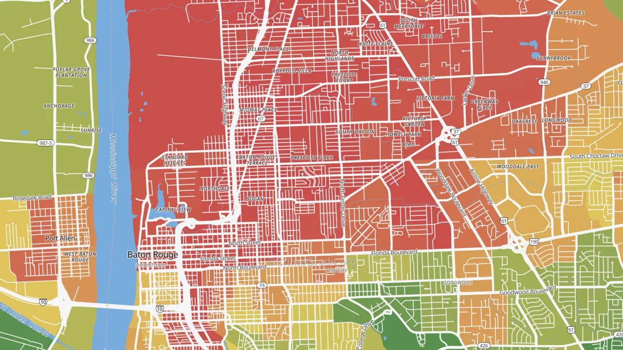 Belfair, Baton Rouge, LA Map of Murder Rates