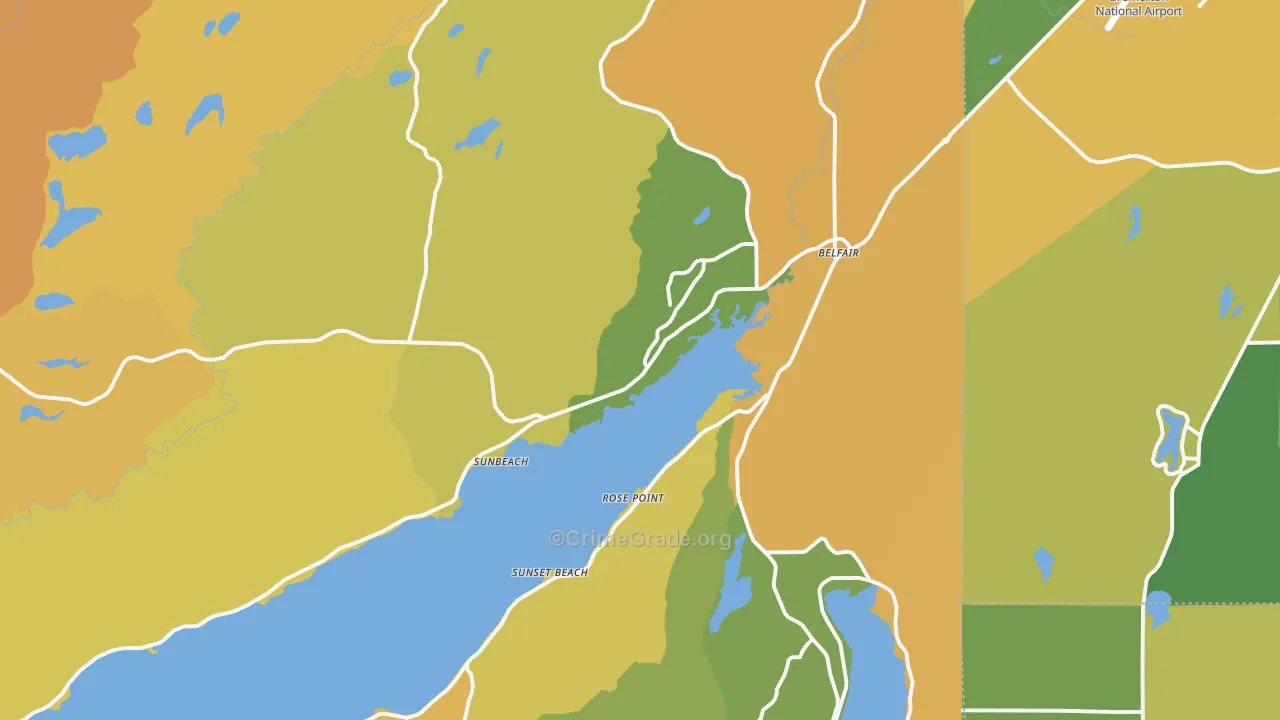 Belfair, WA Map of Murder Rates