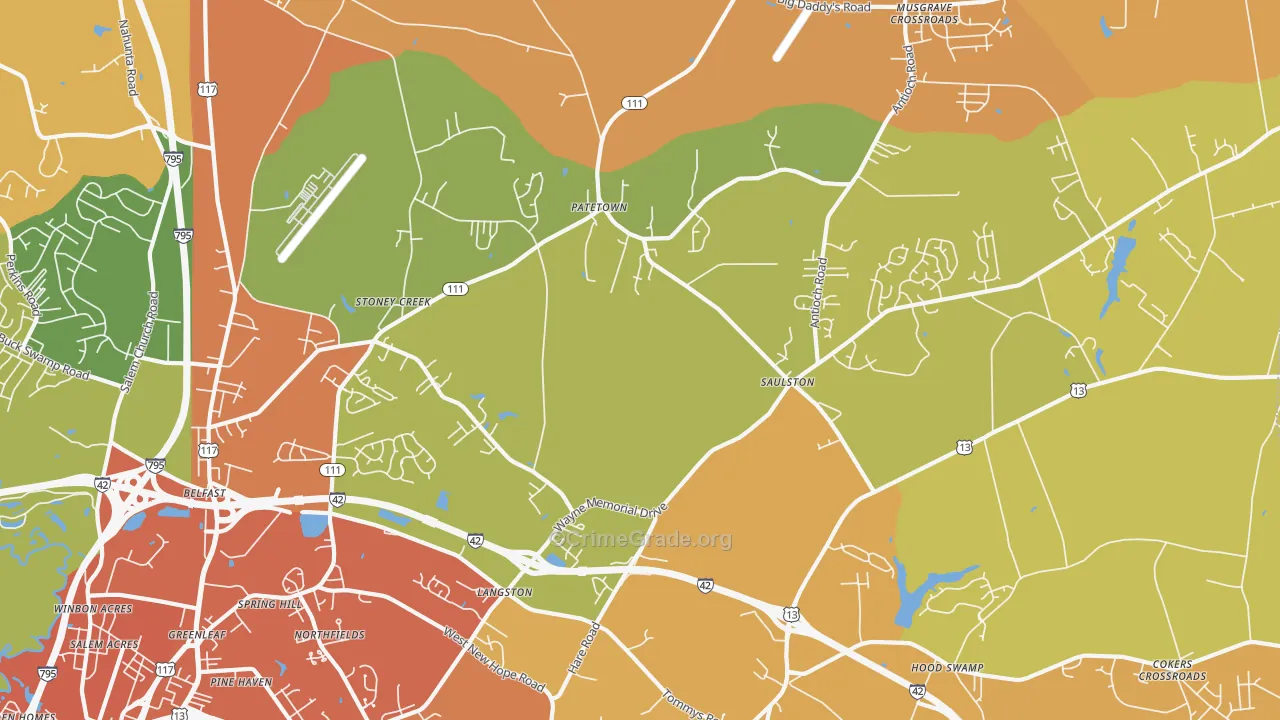 Belfast, NC Map of Murder Rates