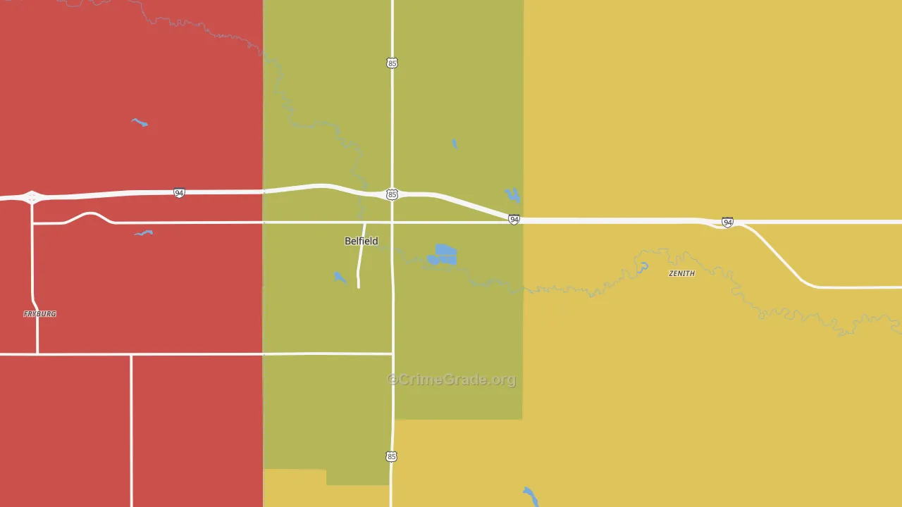 Belfield, ND Map of Murder Rates