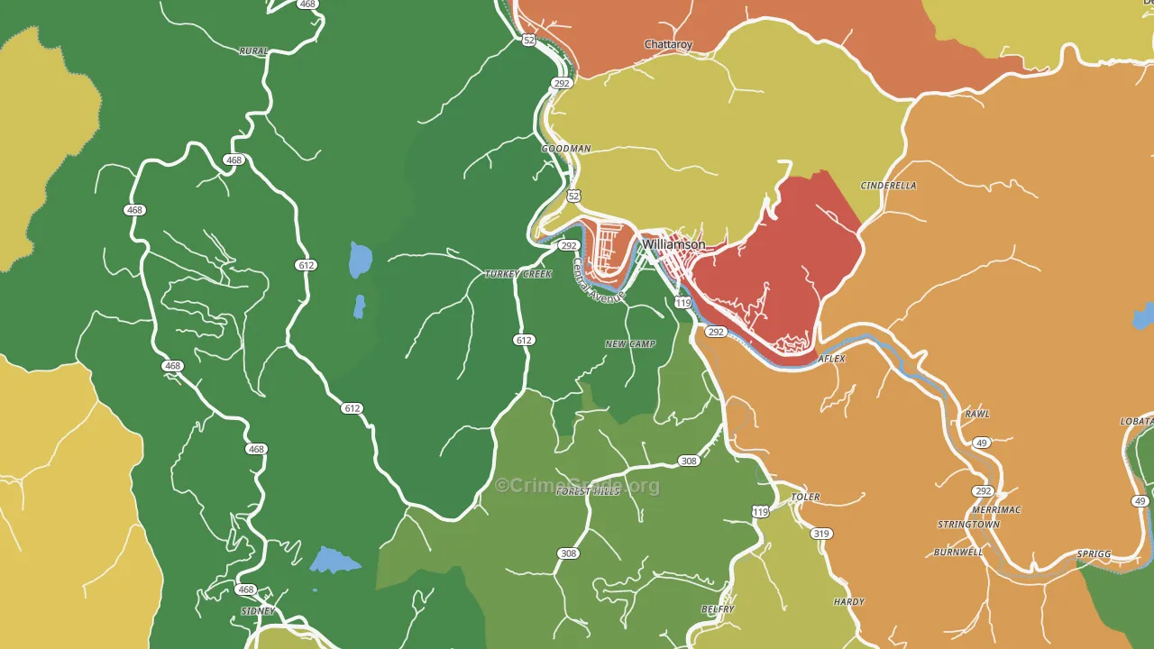 Belfry, KY Map of Murder Rates
