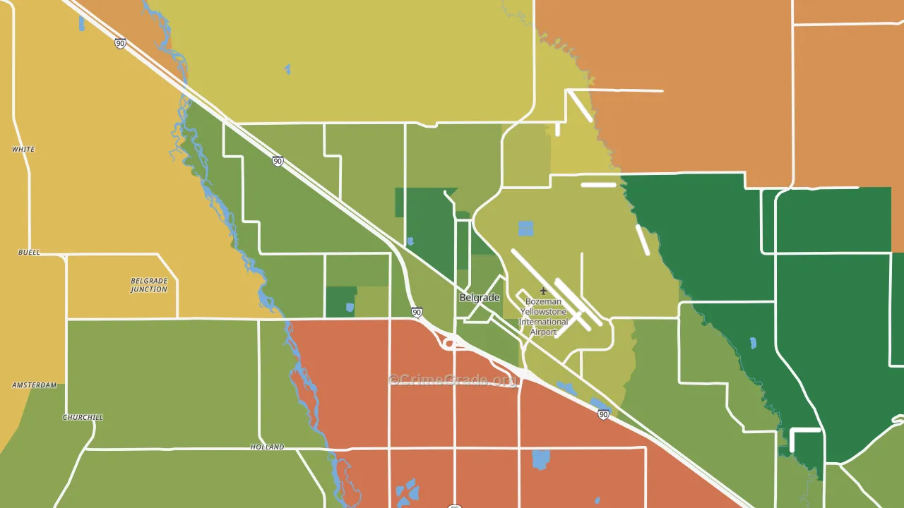 Belgrade, MT Map of Murder Rates